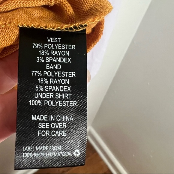 Amy Byer 2Fer Vest Blouse Mustard Yellow L 14 - Picture 10 of 11